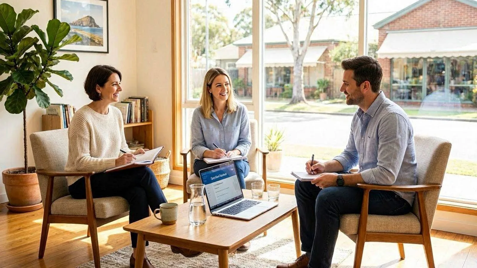 Life coach in relaxed conversation with a client
